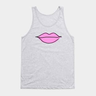 Hot Pink Lips, Sketch, Turquoise Background Tank Top